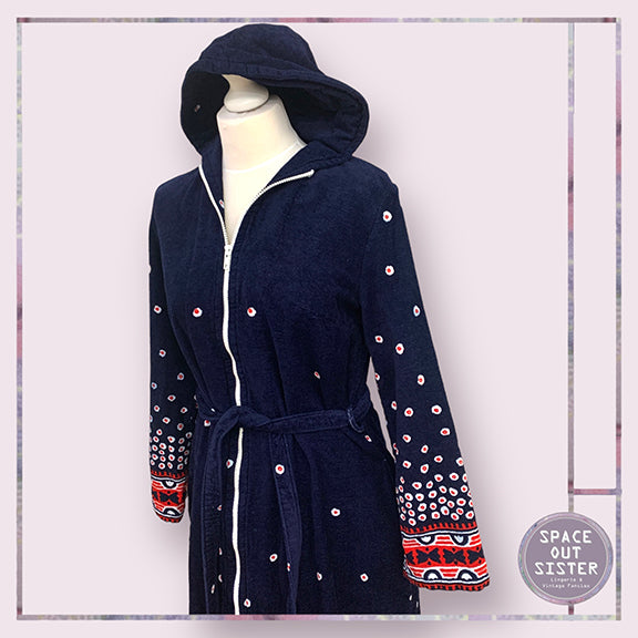 Vintage Cotton Towelling Robe with Hood