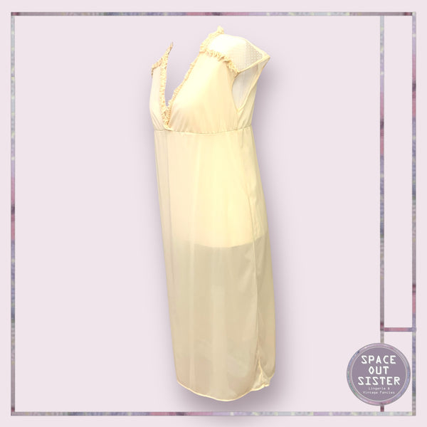 Vintage Polka Shoulder Ruffle Nightdress