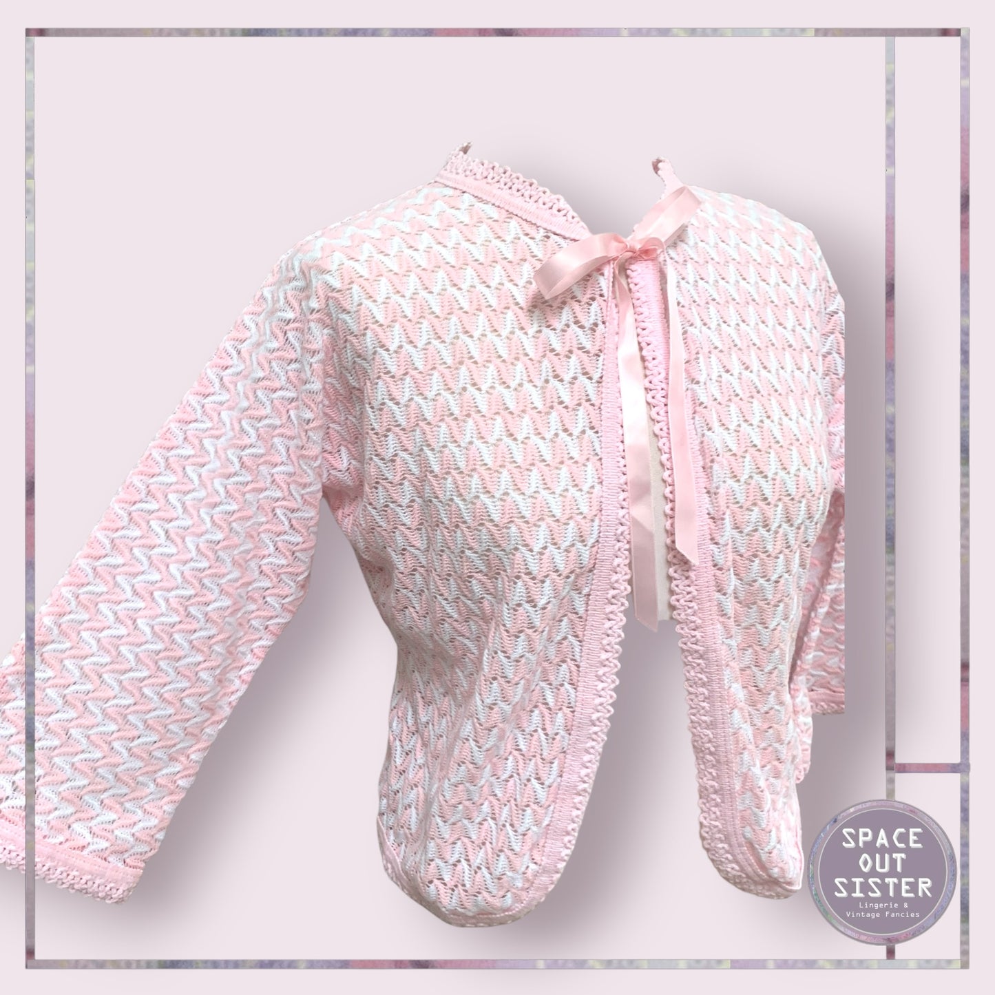 Vintage Bed Jacket in Pink & White