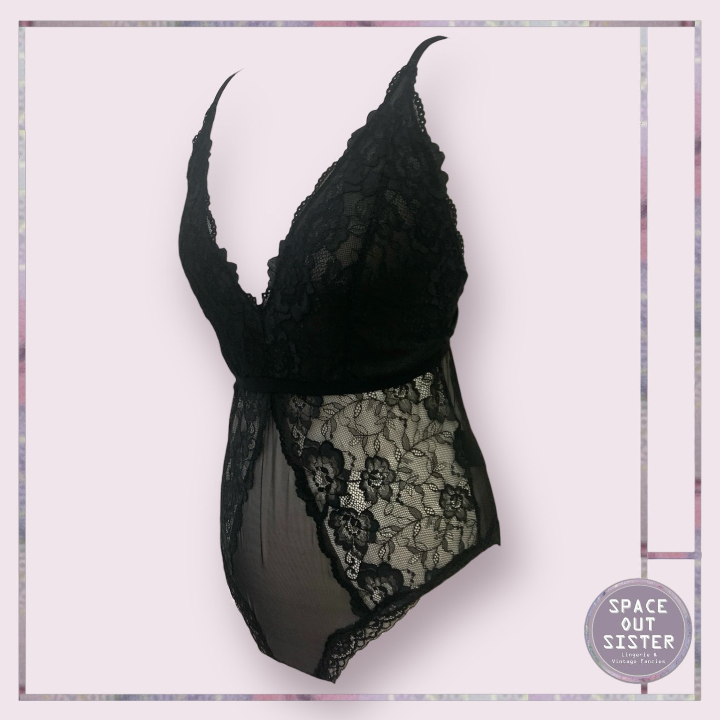 Vintage Black Lace Bodysuit