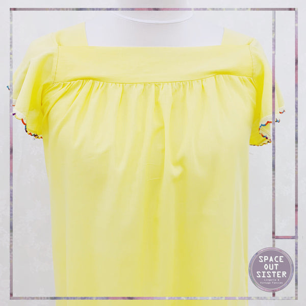 Circa 1980s Rainbow Trim Cotton Nightdress