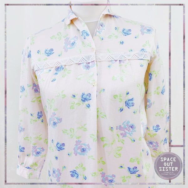 Vintage Blue Hue Flower Nighty