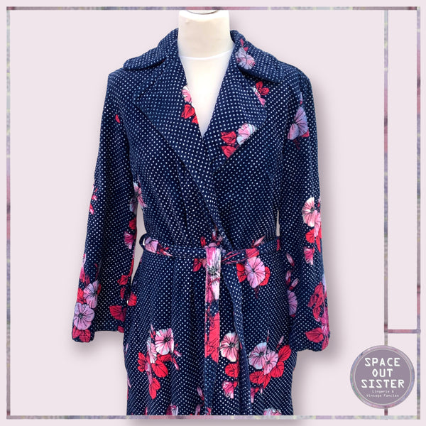Vintage Polka Navy Pink Robe