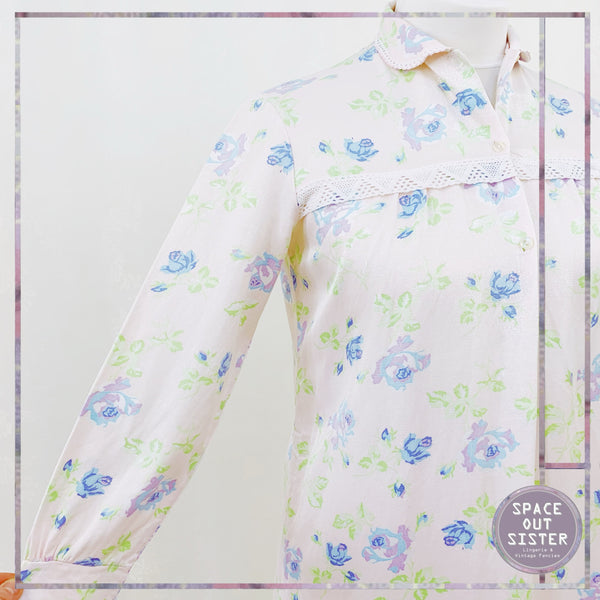 Vintage Blue Hue Flower Nighty