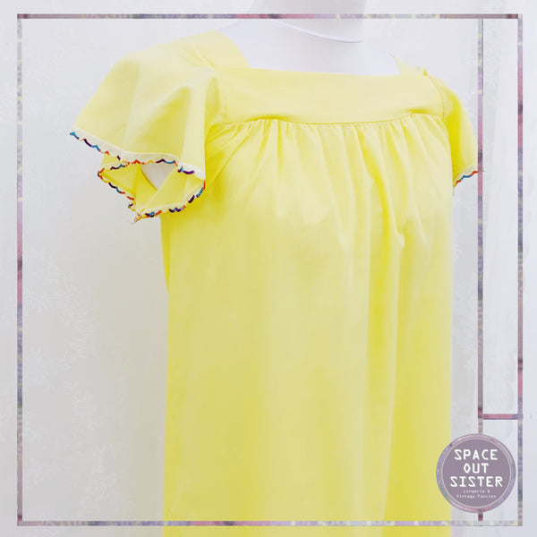 Circa 1980s Rainbow Trim Cotton Nightdress