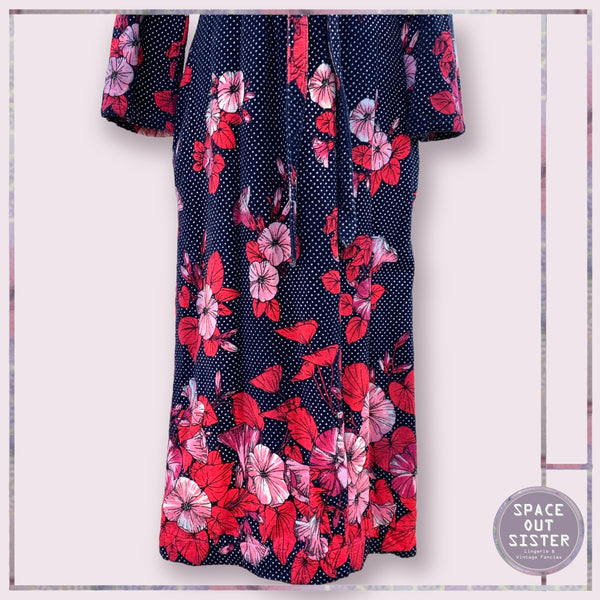 Vintage Polka Navy Pink Robe