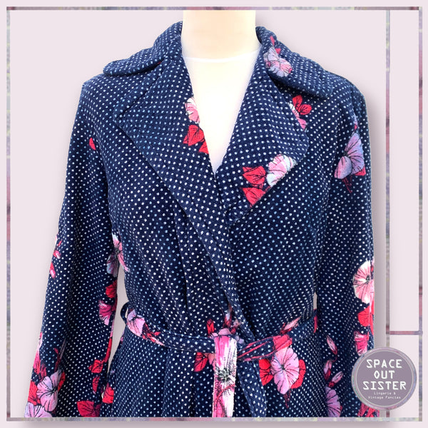 Vintage Polka Navy Pink Robe