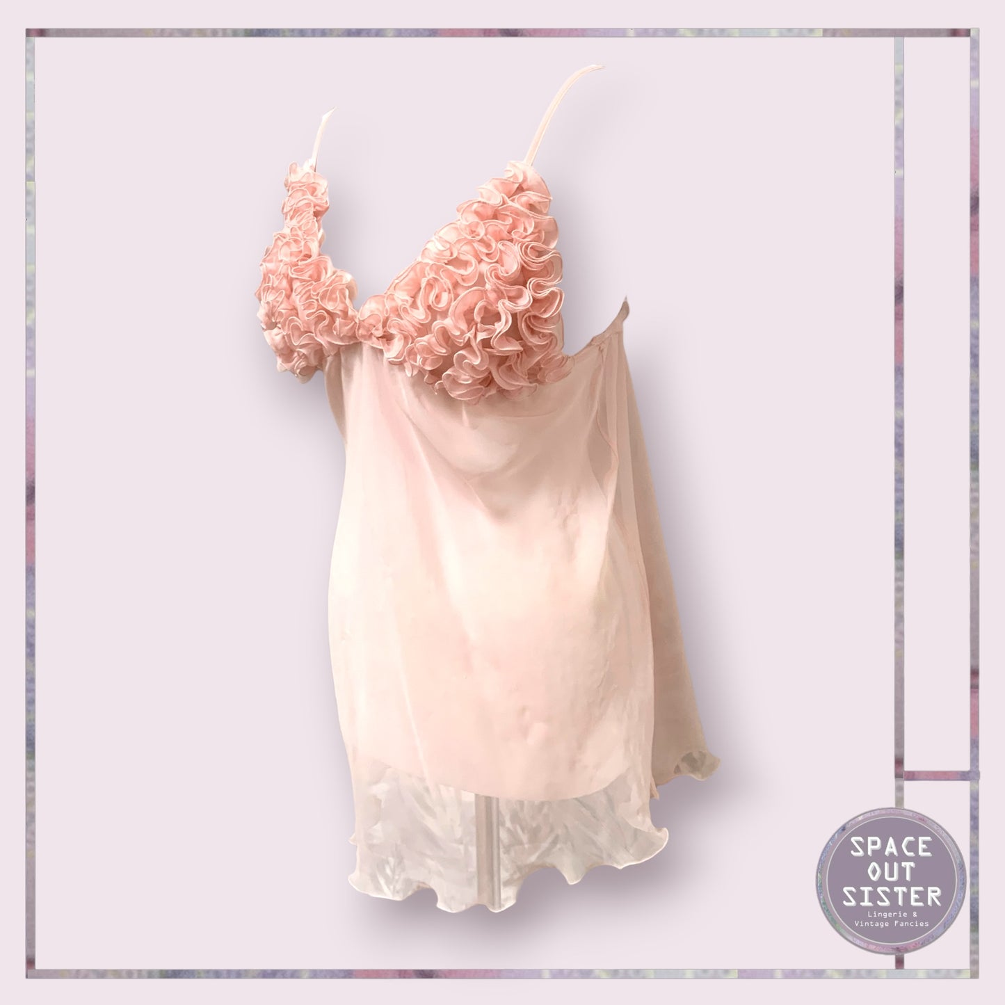 Vintage Ruffle Pink Sheer Nightdress