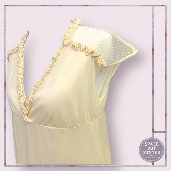 Vintage Polka Shoulder Ruffle Nightdress