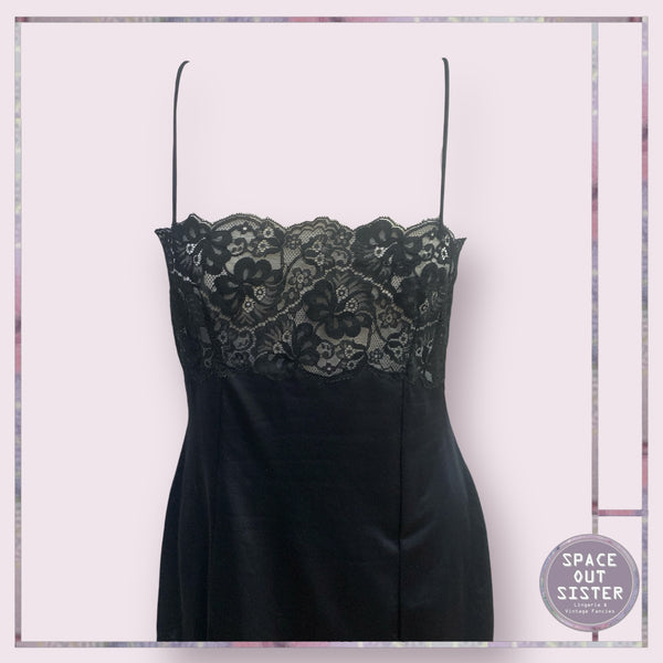 Vintage Black Mini Slip Dress