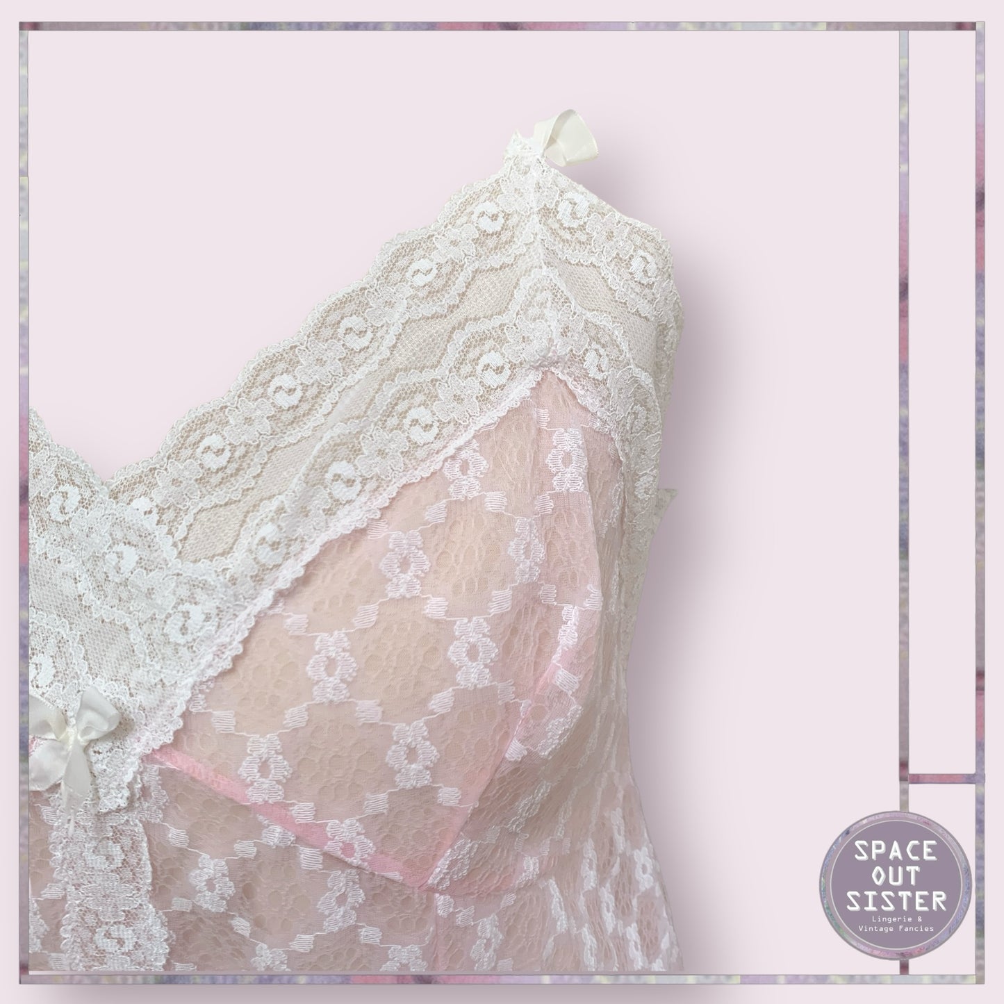 Vintage White Lace Overlay Slip