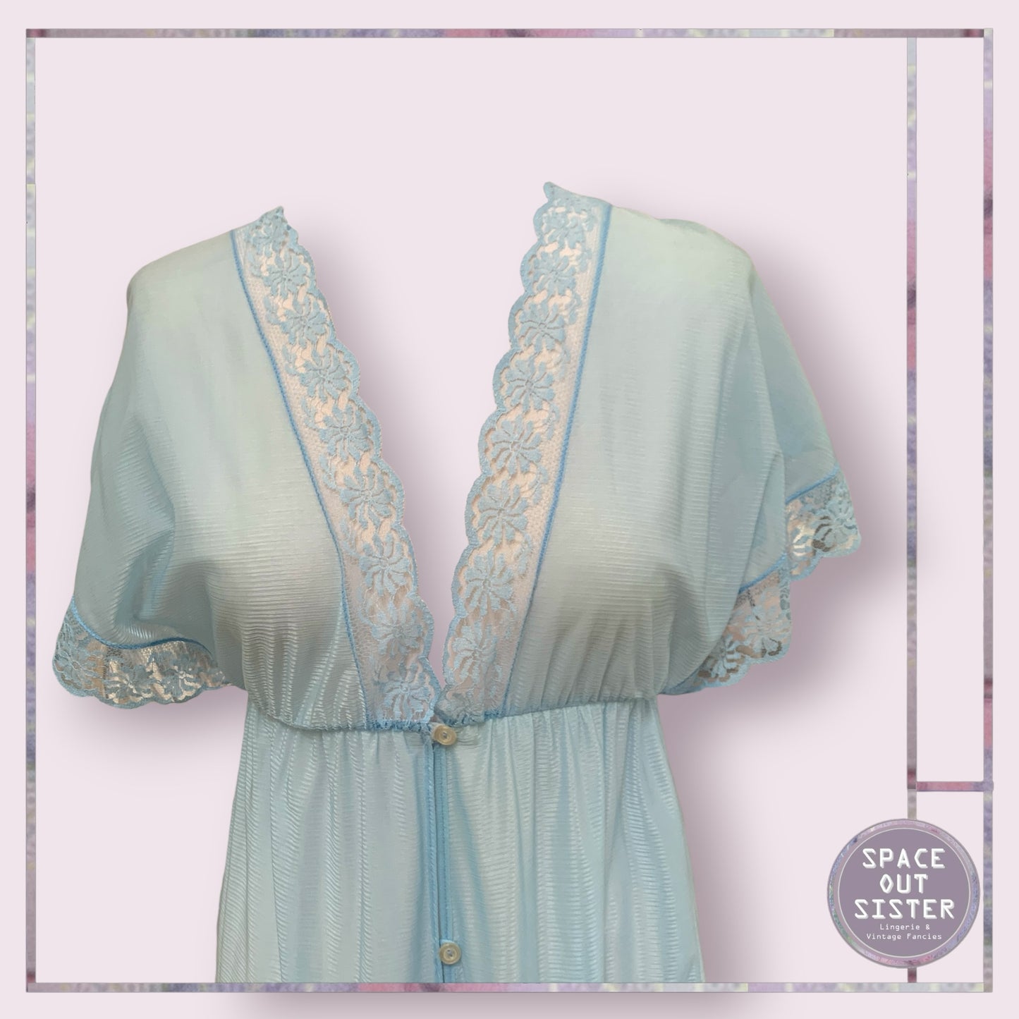 Vintage Lace Sleeve Blue Robe