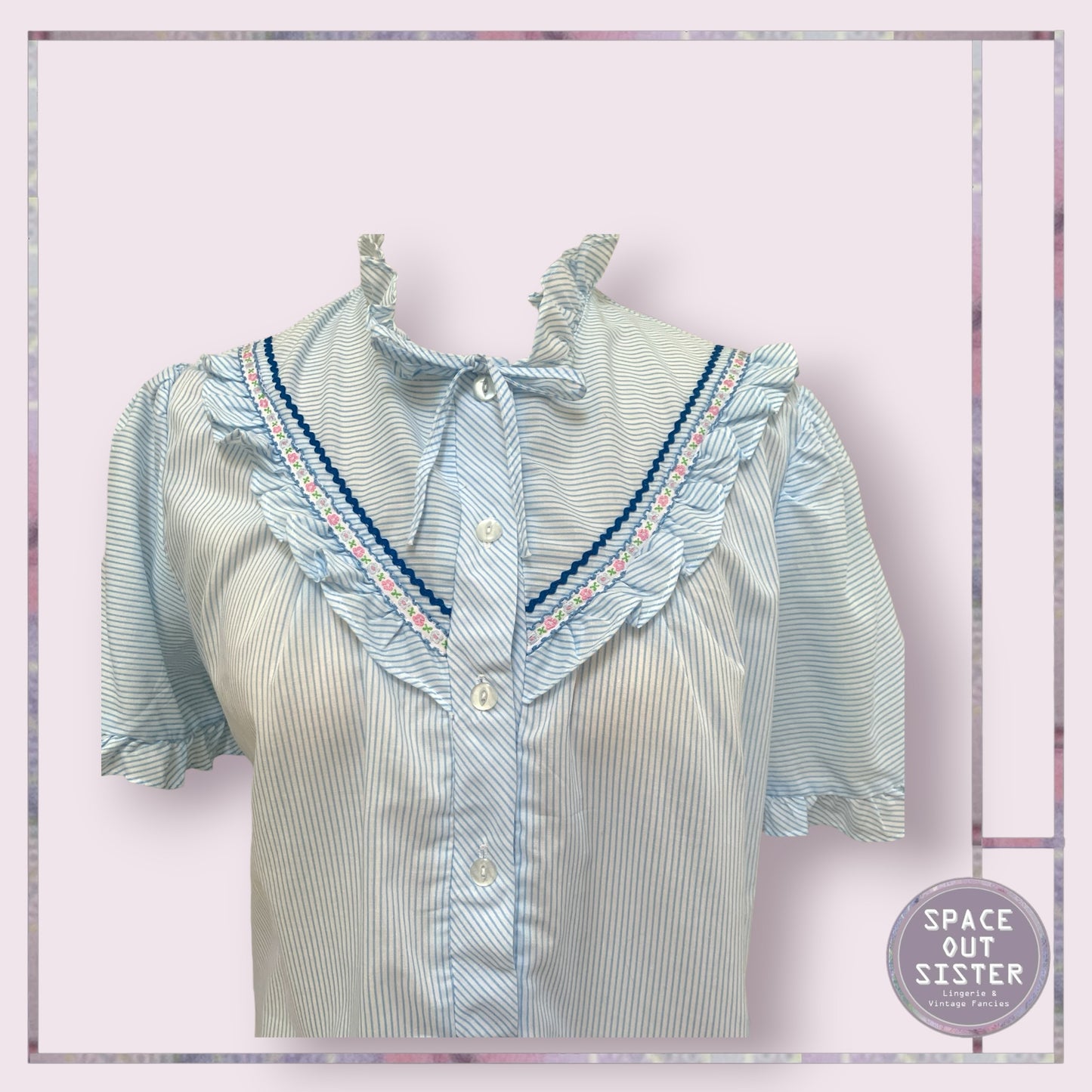 Vintage Ruffle Stripes Nightdress