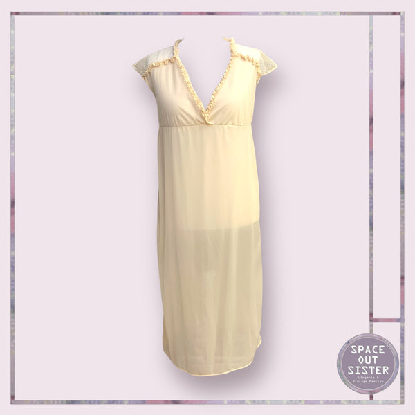 Vintage Polka Shoulder Ruffle Nightdress