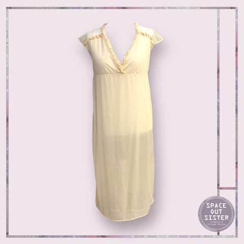 Vintage Polka Shoulder Ruffle Nightdress