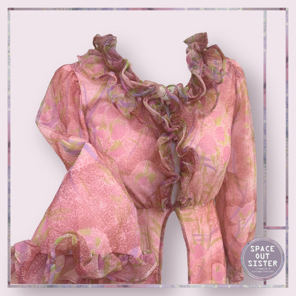 Circa 1960s Pink Ruffle Robe