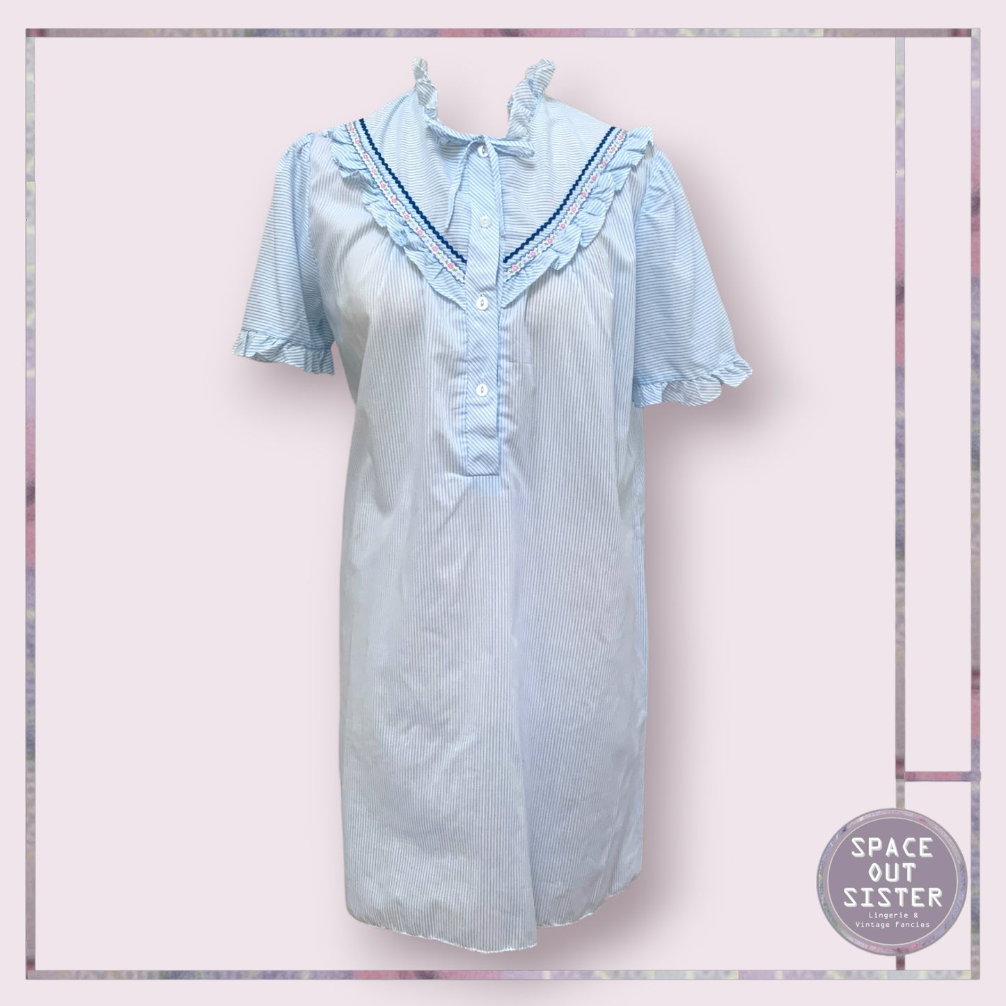 Vintage Ruffle Stripes Nightdress