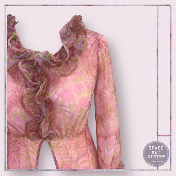 Circa 1960s Pink Ruffle Robe