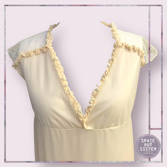 Vintage Polka Shoulder Ruffle Nightdress