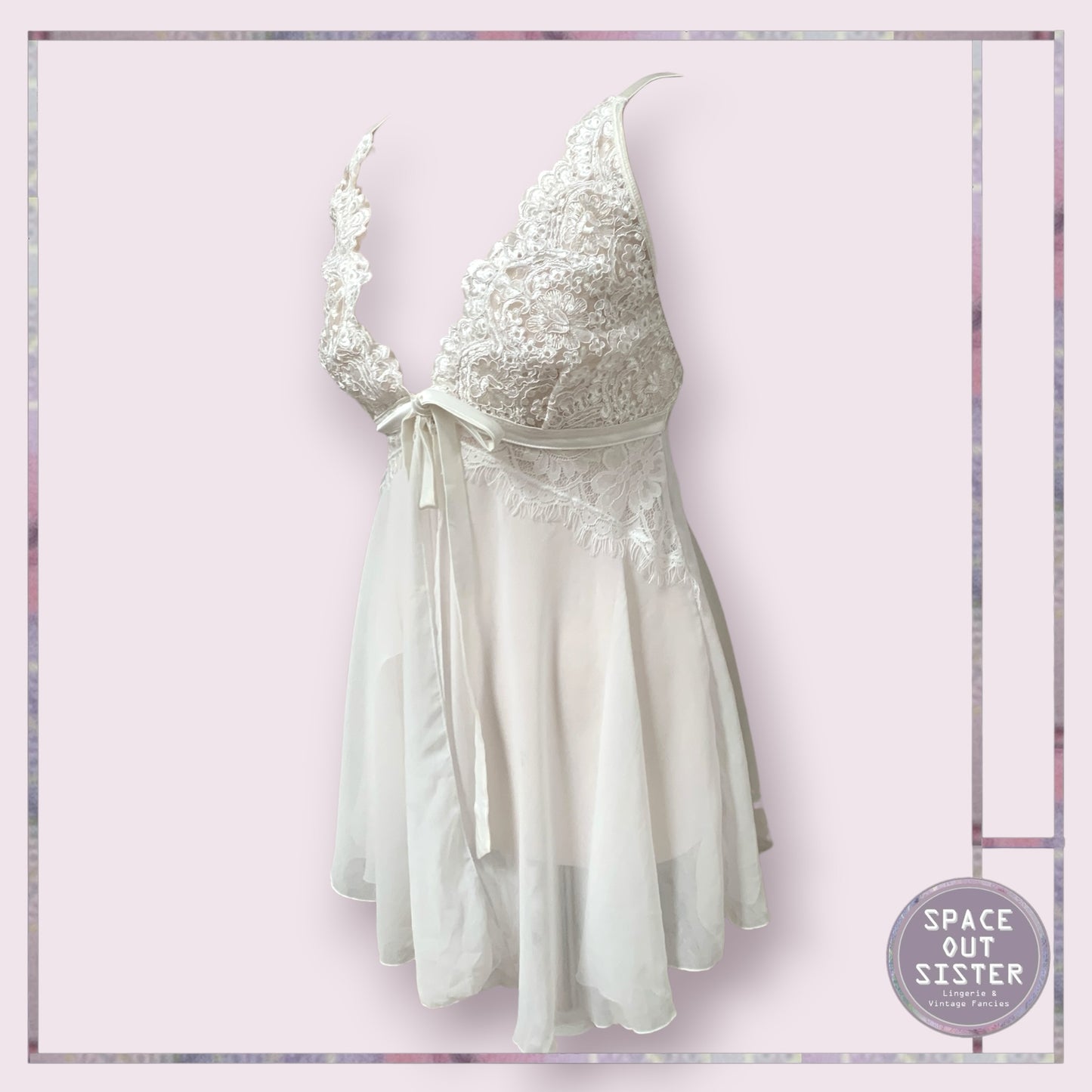 Ribbon Tie Open White Nightdress