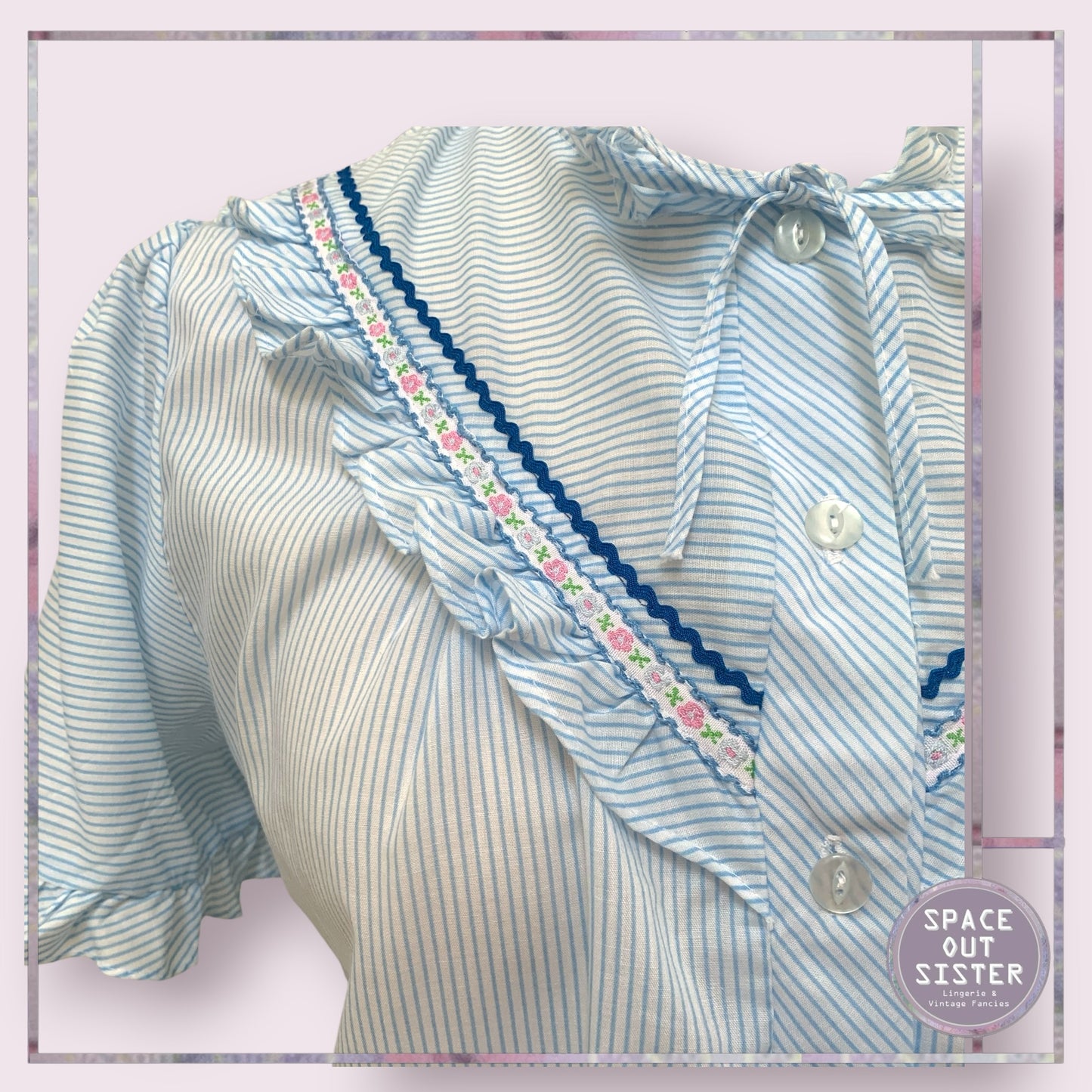Vintage Ruffle Stripes Nightdress