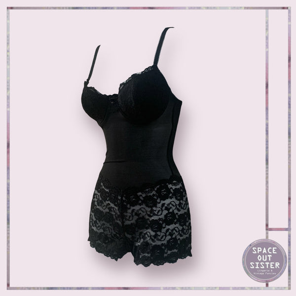 Vintage Black Lace Teddy