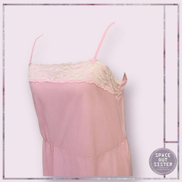 Vintage Pink Full Length Lace Nightdress