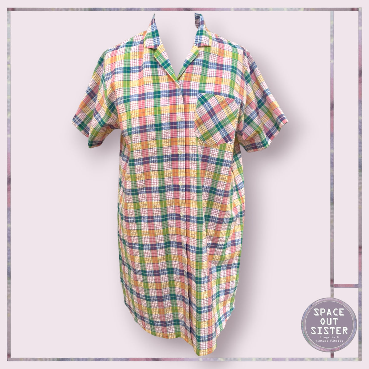 Vintage Triumph Plaid Nightshirt Bust 44”
