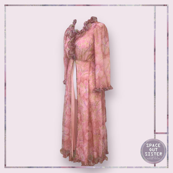 Circa 1960s Pink Ruffle Robe