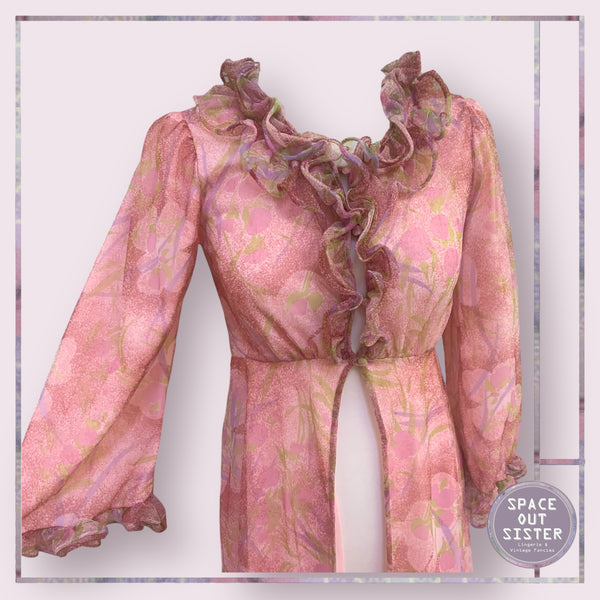 Circa 1960s Pink Ruffle Robe