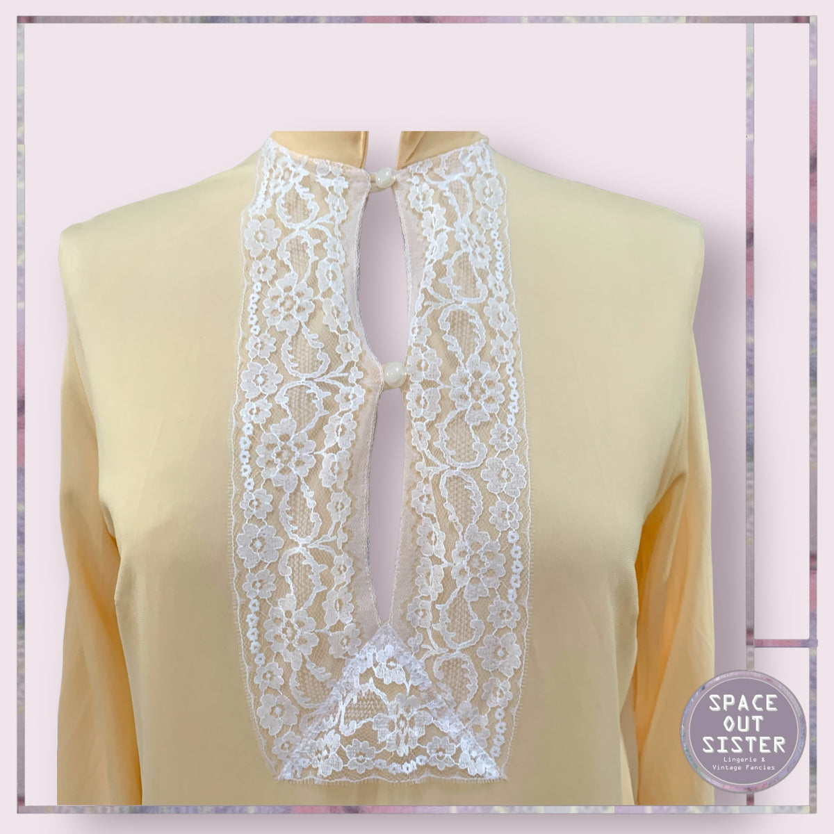 Vintage Buttercream White Lace Nightdress