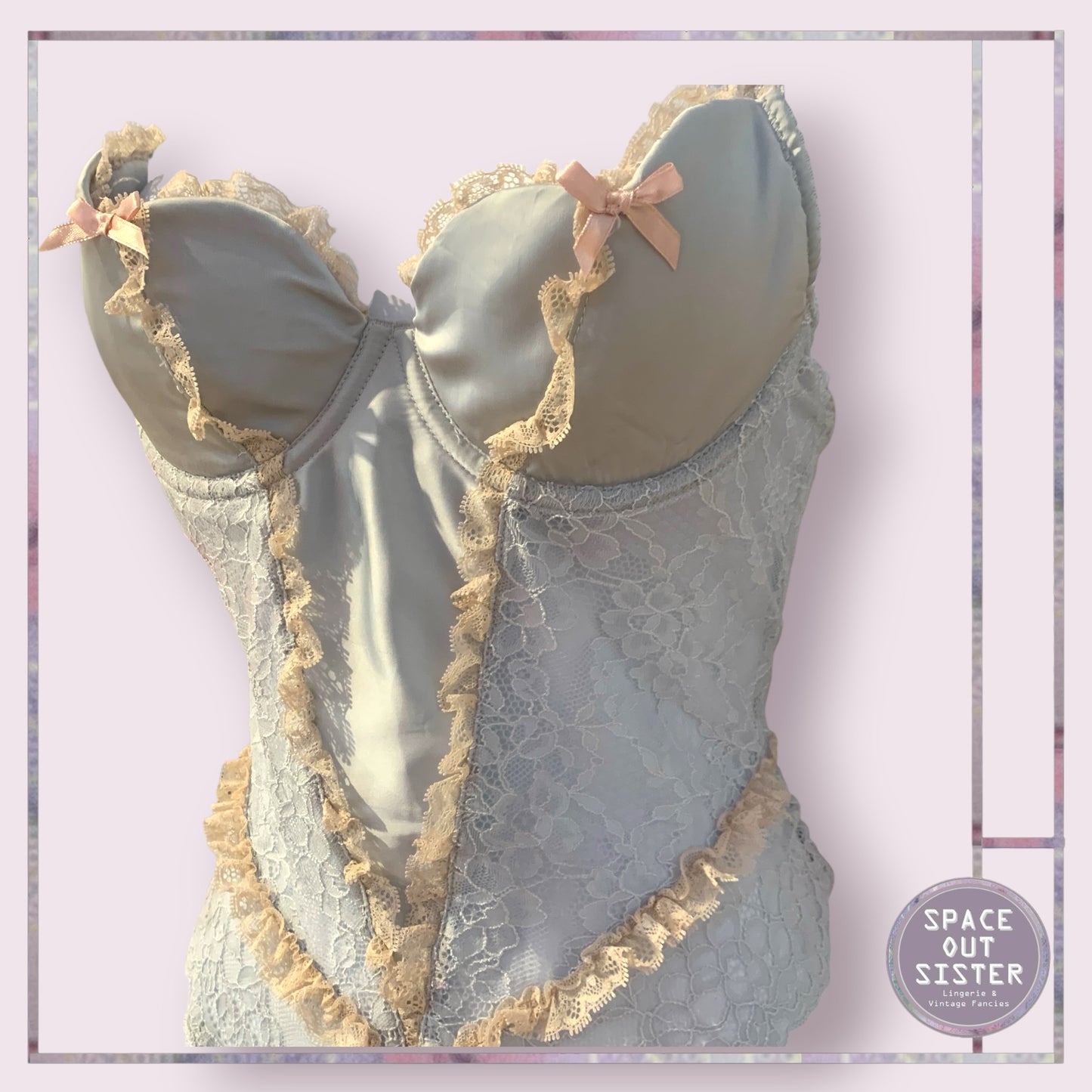 Vintage Powder Blue & Champagne Bodysuit