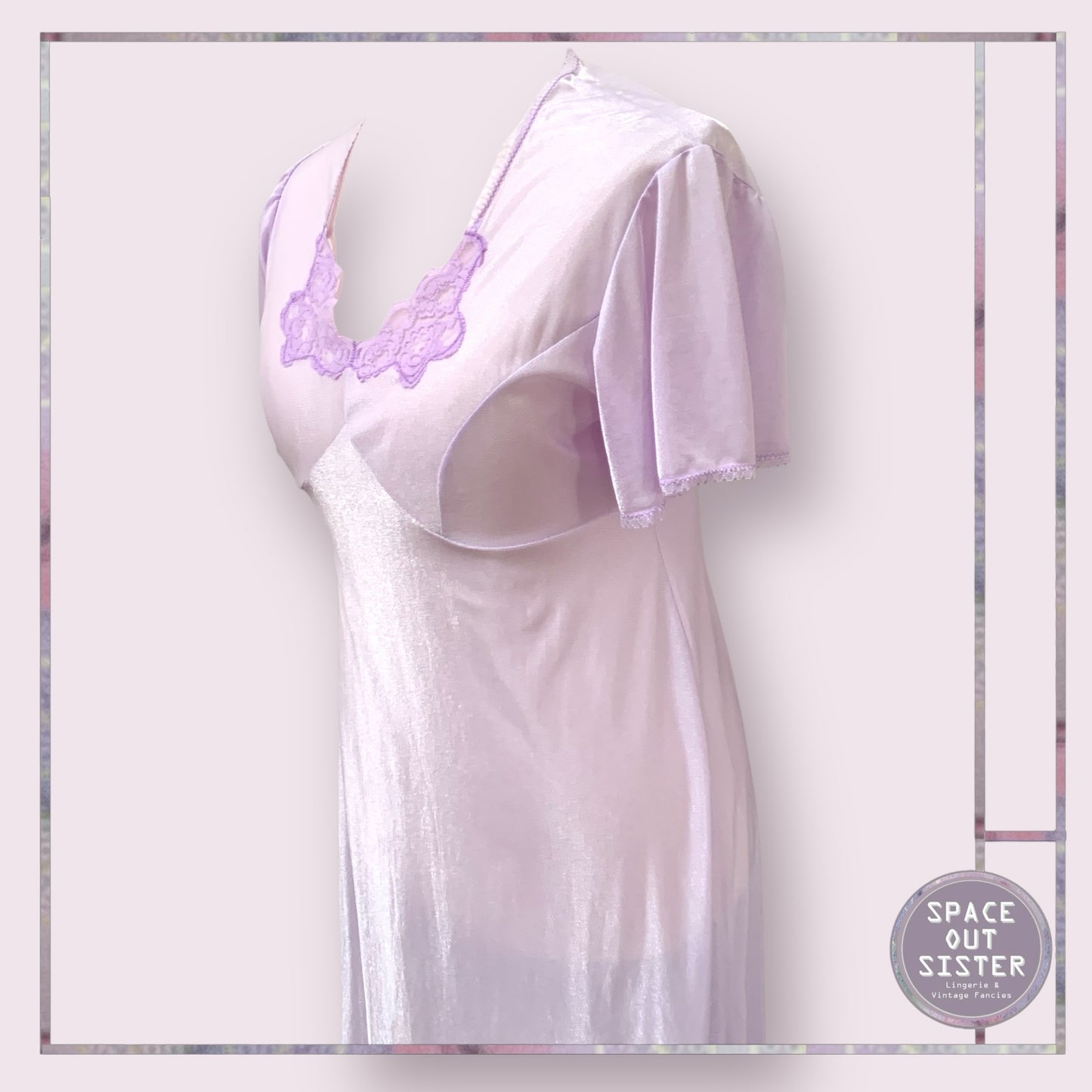 Reserved Vintage Lilac Lace Trim Nightdress
