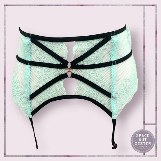 Mint Green & Black Garter Belt