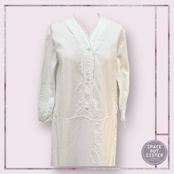 Antique Cotton Lace Neckline Nightdress