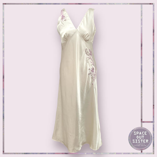 Vintage Ivory & Lilac Slip Dress
