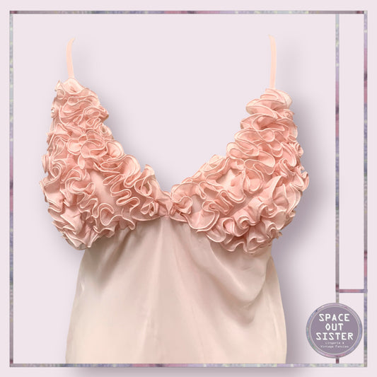 Vintage Ruffle Pink Sheer Nightdress