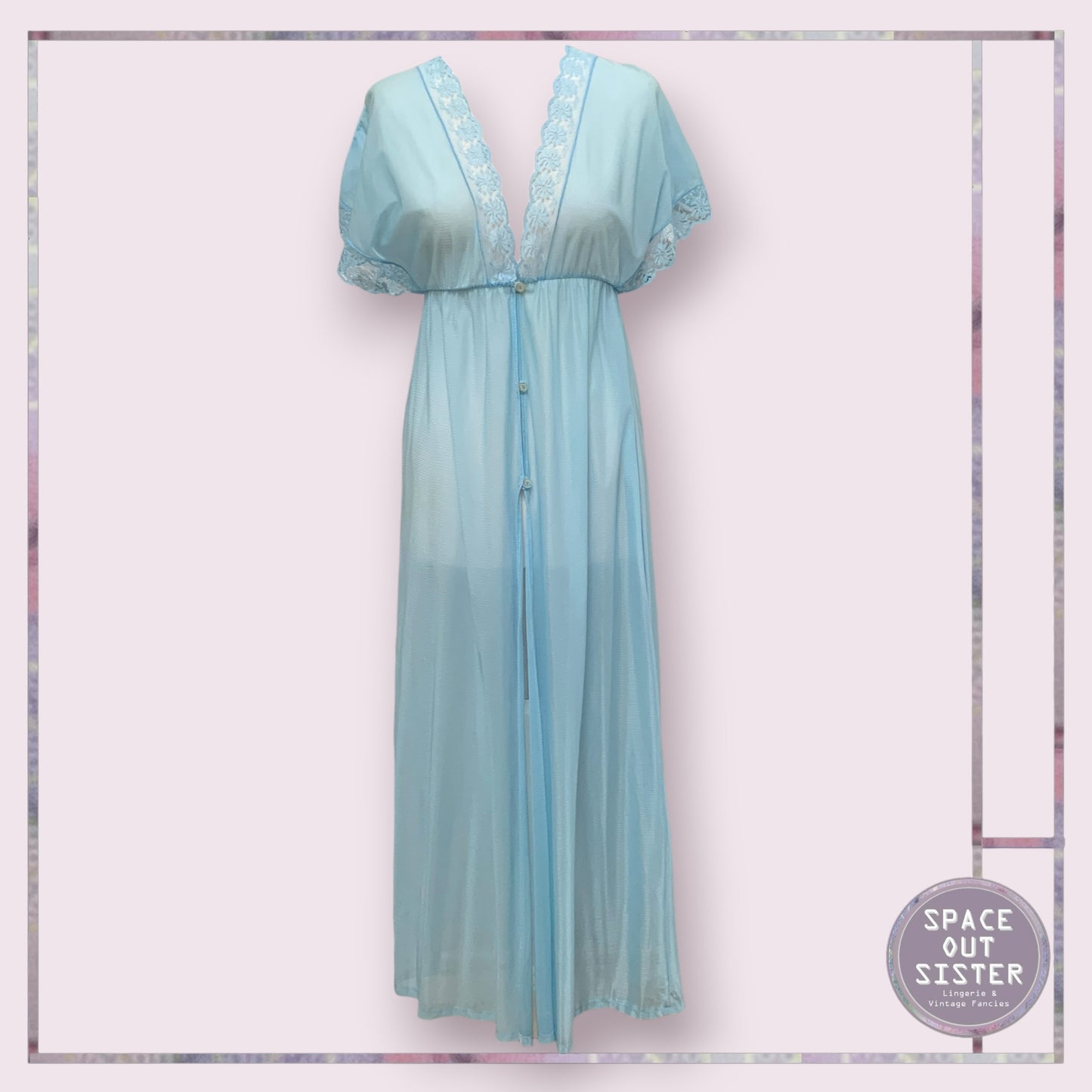Vintage Lace Sleeve Blue Robe