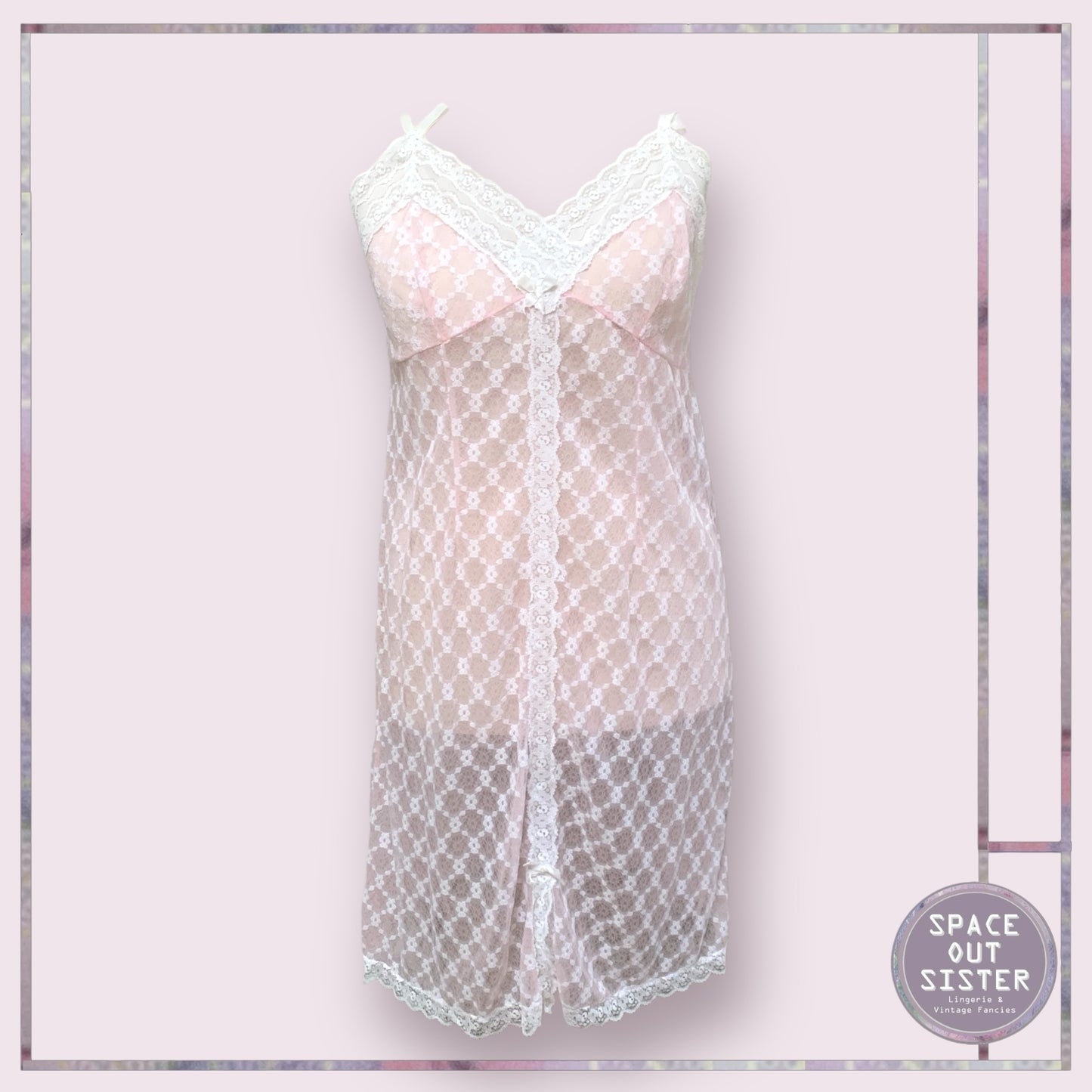 Vintage White Lace Overlay Slip