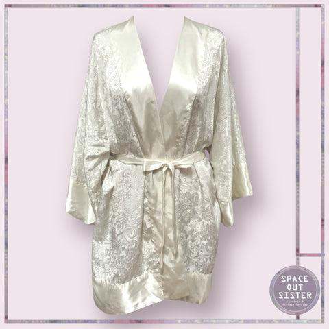 White Embossed Satin Robe