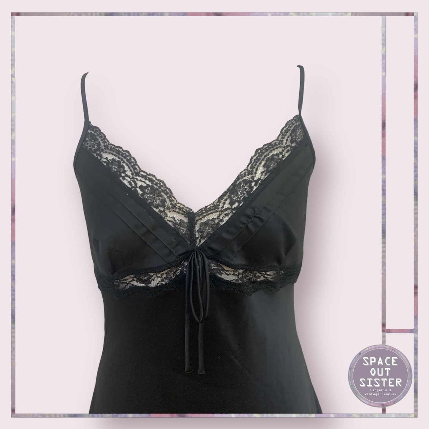 TCM Black Lace Trim Slip Dress