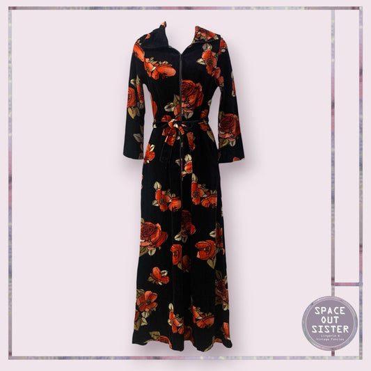 Vintage Velour Rose Zip Robe