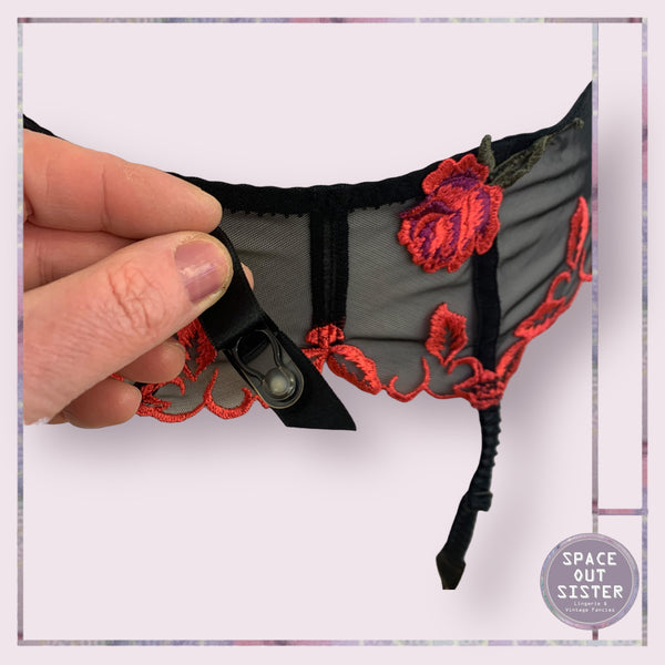 Rose Appliqué Garter Belt