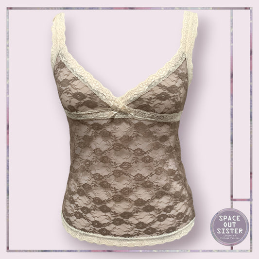 Chocolate & Cream Stretch Lace Camisole