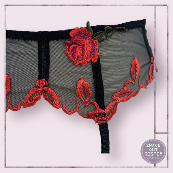 Rose Appliqué Garter Belt