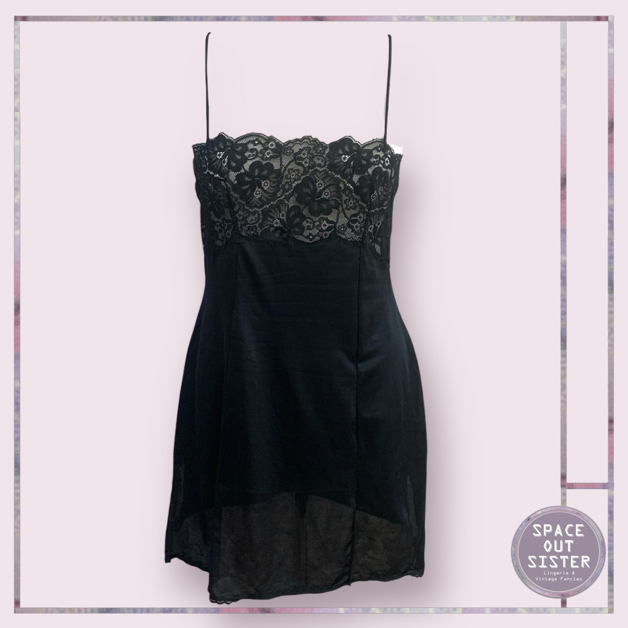 Vintage Black Mini Slip Dress