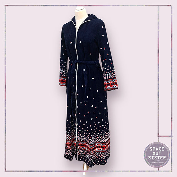 Vintage Cotton Towelling Robe with Hood