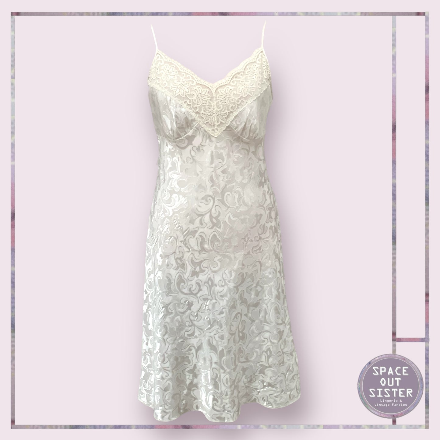Vintage Embossed Satin Slip Dress