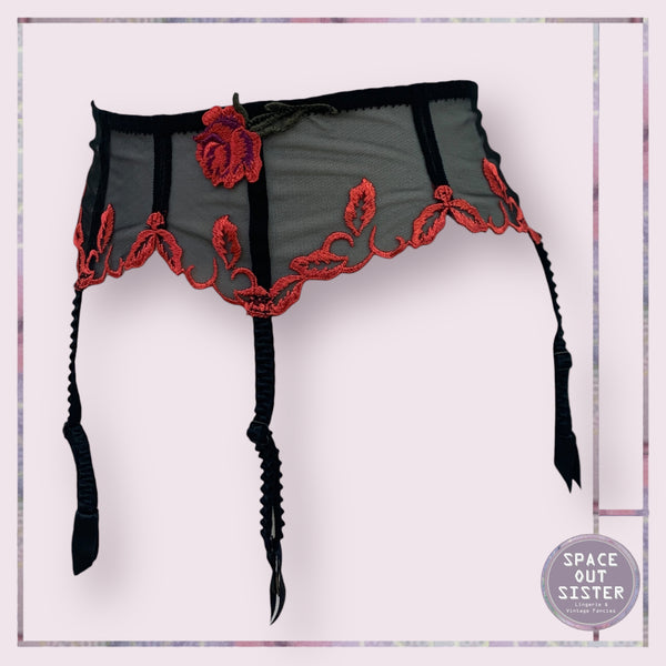 Rose Appliqué Garter Belt