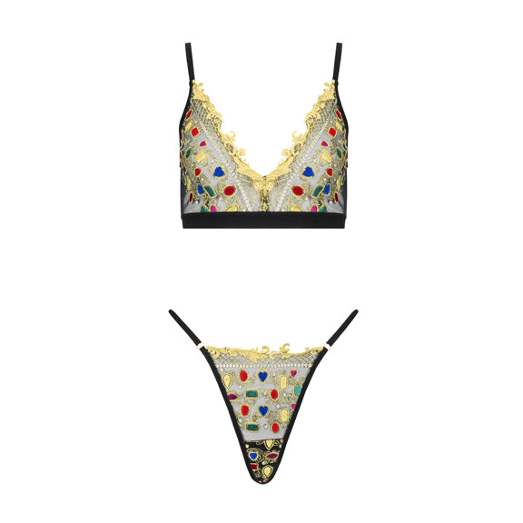 New Jewels & Pearls Embroidered G-String by Kilo Brava